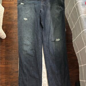 LOFT Blue Relaxed Jeans with Distressed Details